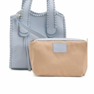 Cheval (Italy) Stylish Blue and Tan Women's Leather Bag Set